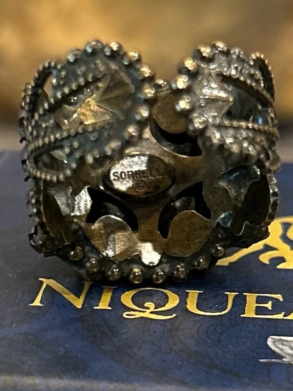 Papyrus Niquea.D Sorrelli Octagon Brass and Crystal Cocktail Ring